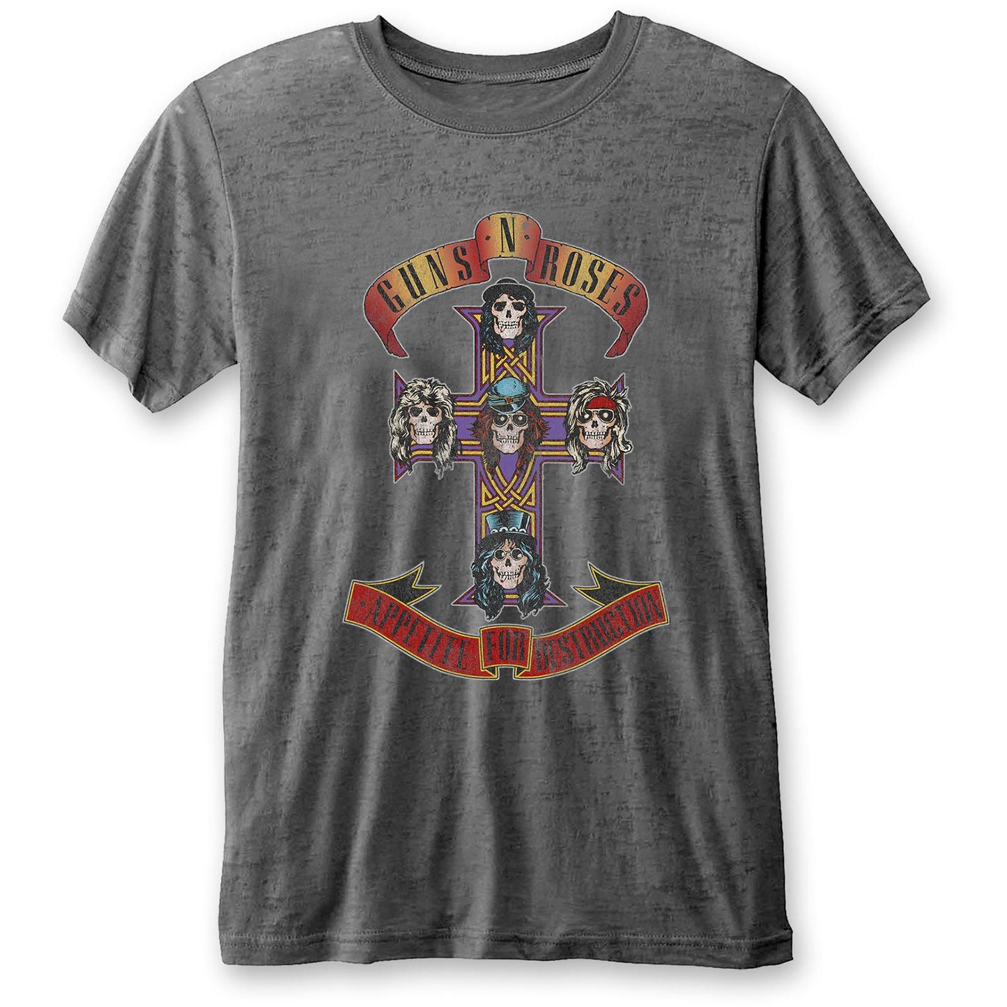 Charcoal Grey - Front - Guns N Roses Unisex Adult Appetite For Destruction Burnout T-Shirt