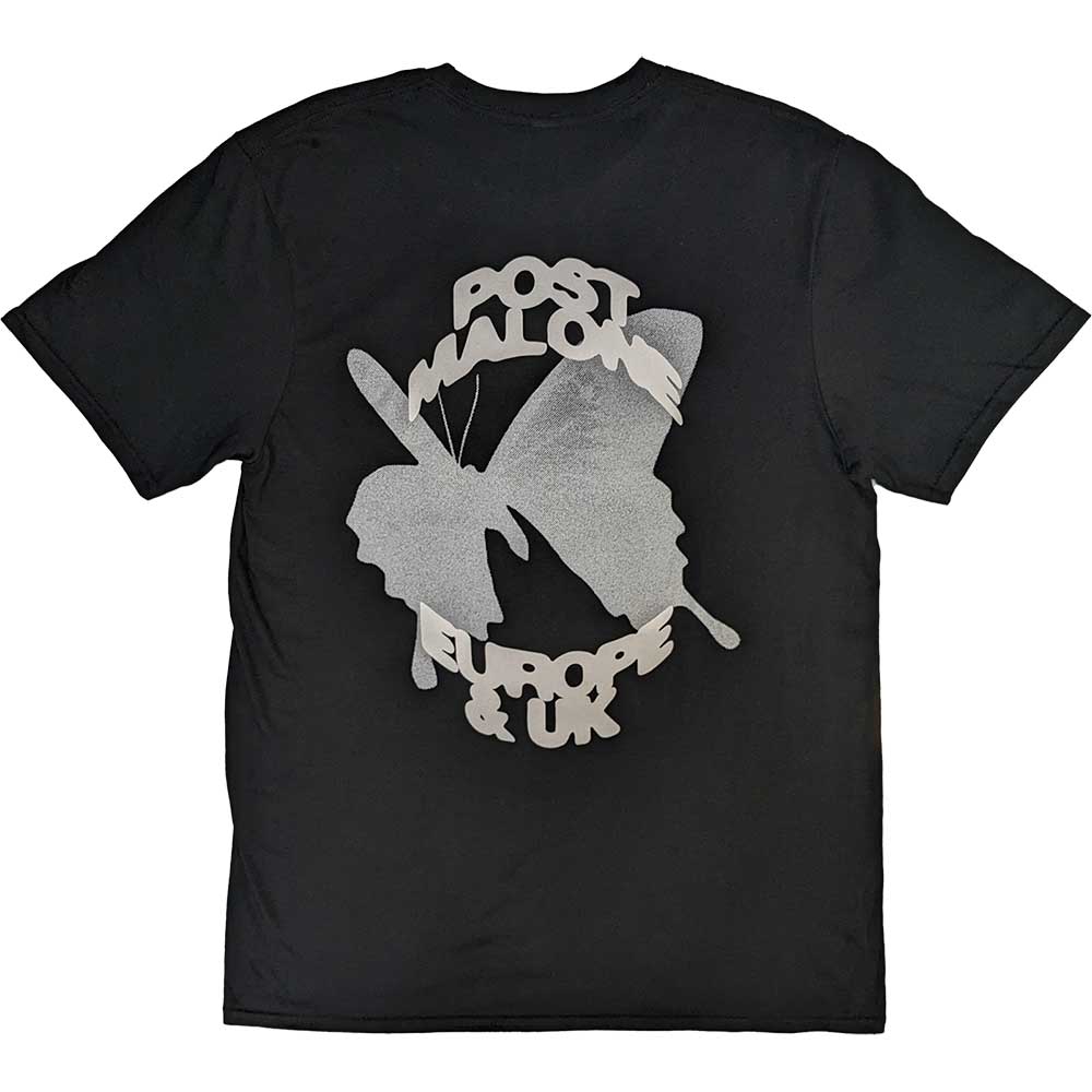 Black - Back - Post Malone Unisex Adult 2023 Tour Butterfly Logo T-Shirt
