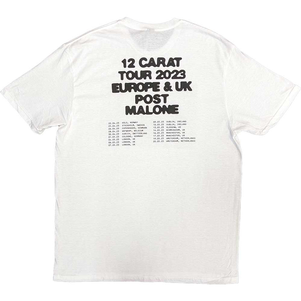 White - Back - Post Malone Unisex Adult Resurface 2023 Tour Dates T-Shirt
