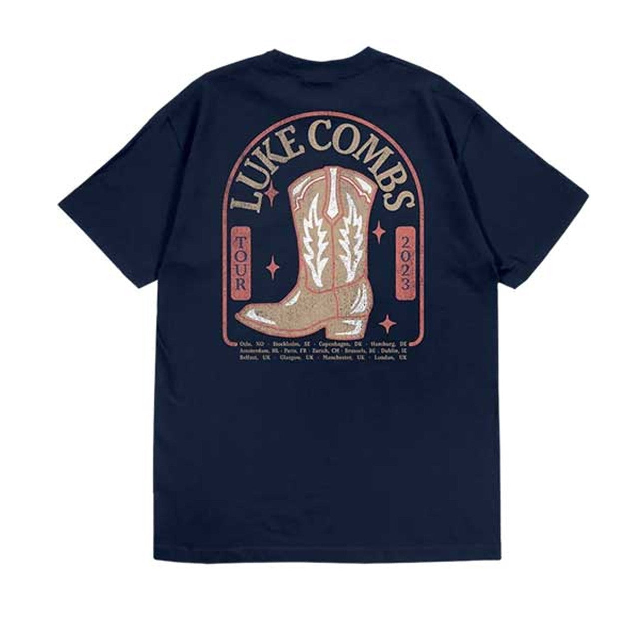 Navy Blue - Back - Luke Combs Unisex Adult Cowboy Boot Back Print T-Shirt