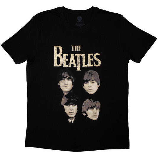 Black - Front - The Beatles Unisex Adult Four Heads T-Shirt