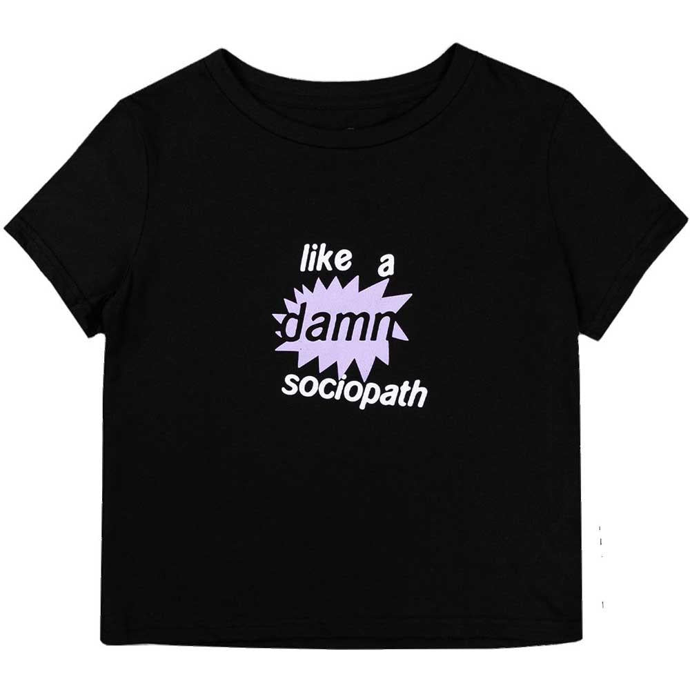 Black - Front - Olivia Rodrigo Womens-Ladies Like A Damn Sociopath Crop Top