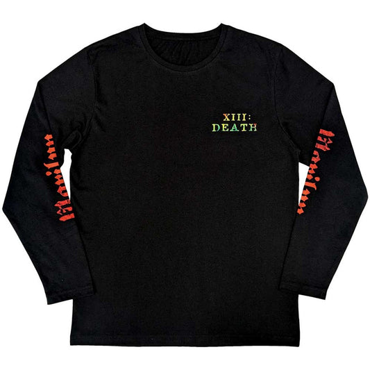 Black - Front - Marilyn Manson Unisex Adult Death Back & Sleeve Print Long-Sleeved T-Shirt