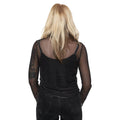 Black - Side - Blondie Womens-Ladies Mic Stand Mesh Short-Sleeved Crop Top
