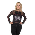 Black - Back - Pink Floyd Womens-Ladies Live Band Mesh Long-Sleeved Crop Top