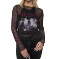 Black - Side - Pink Floyd Womens-Ladies Live Band Mesh Long-Sleeved Crop Top