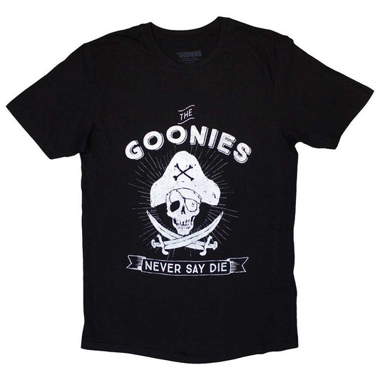 Black - Front - The Goonies Unisex Adult Never Say Die T-Shirt