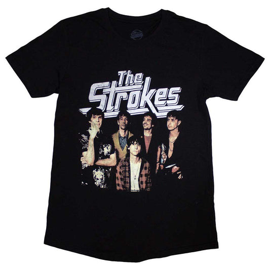 Black - Front - The Strokes Unisex Adult Band Photo T-Shirt