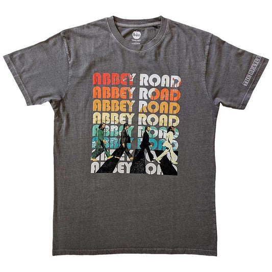 Charcoal Grey - Front - The Beatles Unisex Adult Abbey Stacked Sleeve Print T-Shirt