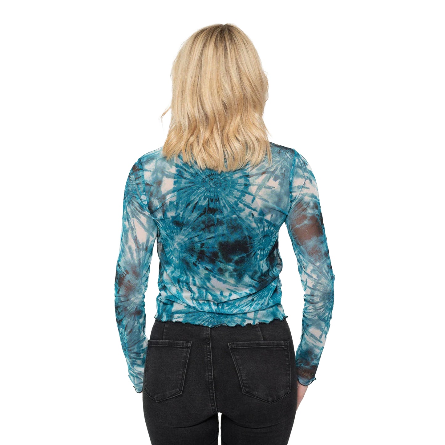 Blue - Lifestyle - David Bowie Womens-Ladies Live & Well Mesh Long-Sleeved Crop Top