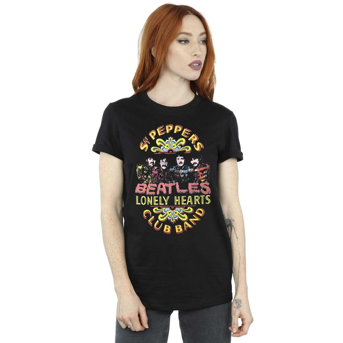 Black - Side - The Beatles Unisex Adult Sgt Pepper 2 T-Shirt
