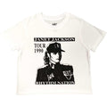 White - Front - Janet Jackson Womens-Ladies Rhythm Nation Crop Top