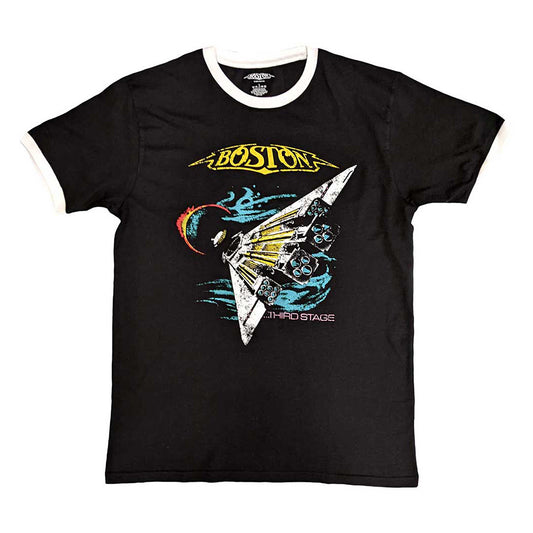 Black-White - Front - Boston Unisex Adult US Tour ´87 Ringer T-Shirt