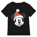 Black - Front - Disney Unisex Adult Mickey Mouse Santa Hat T-Shirt