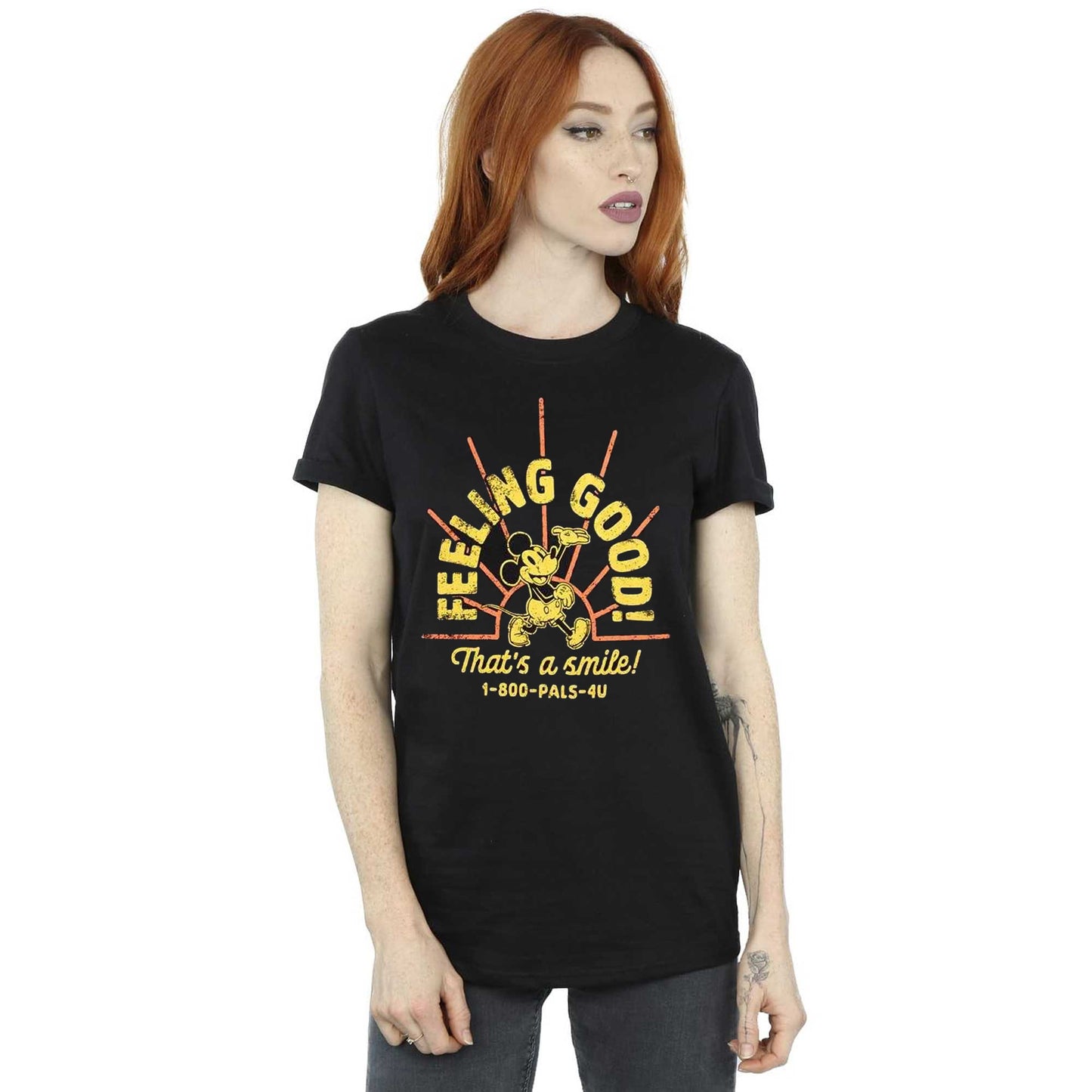 Black - Side - Mickey Mouse Unisex Adult Feeling Good T-Shirt