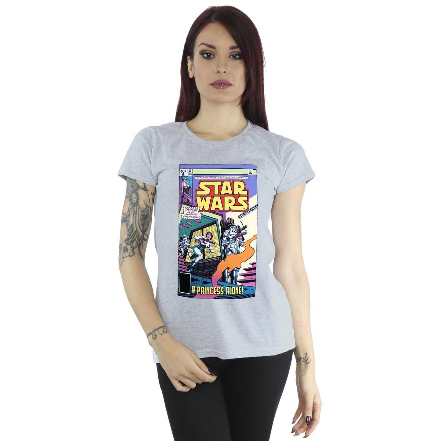 Grey - Side - Star Wars Unisex Adult A Princess Alone Comic Cover T-Shirt