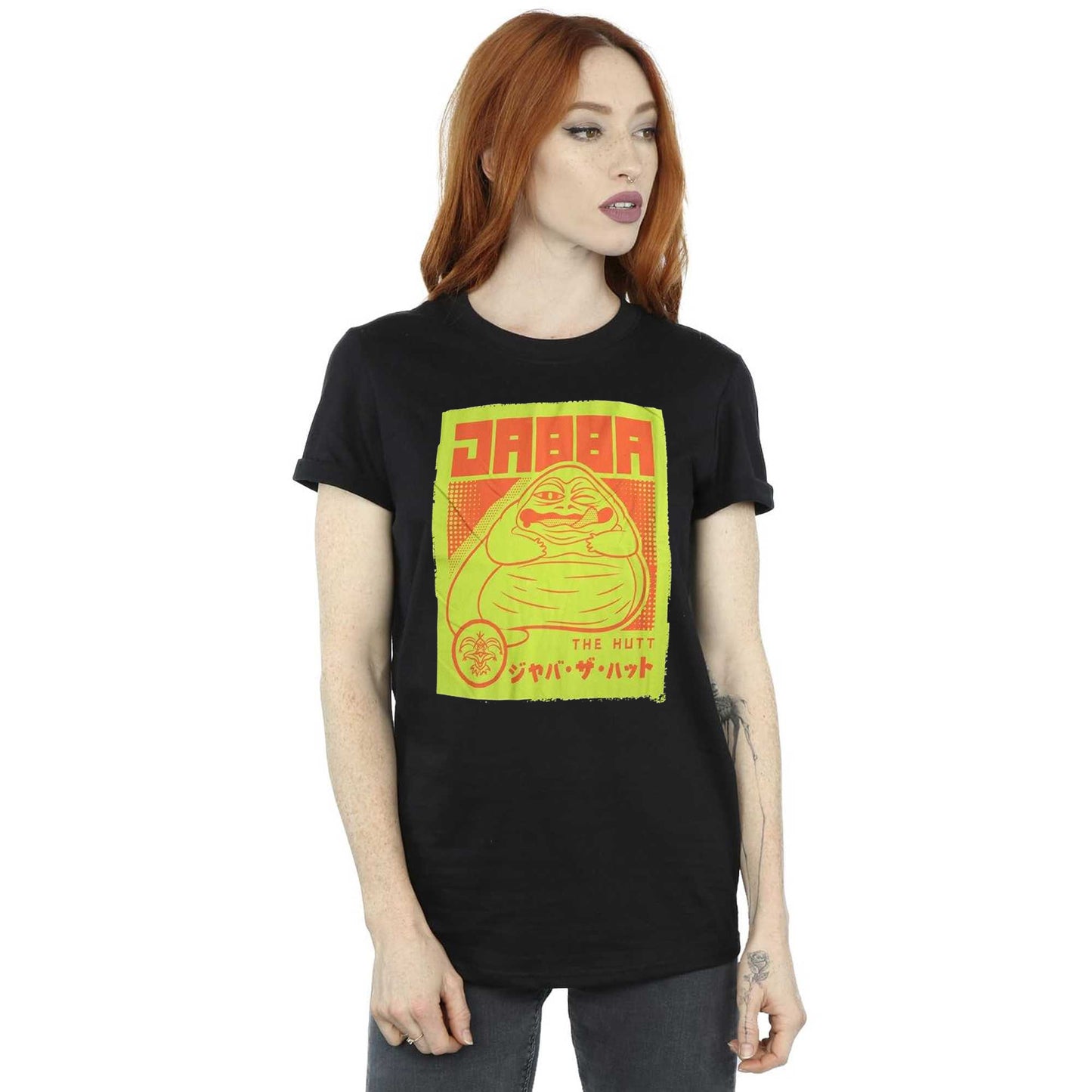 Black - Side - Star Wars: Return Of The Jedi Unisex Adult Jabba The Hutt Japanese T-Shirt