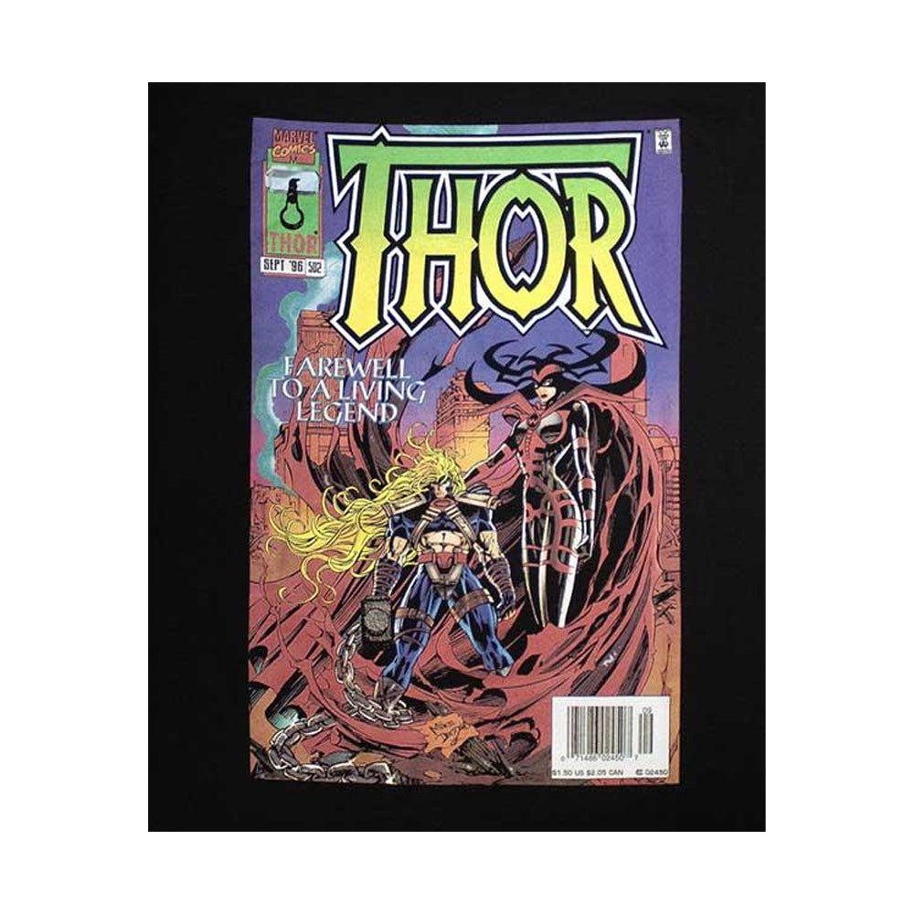 Black - Back - Thor Unisex Adult Living Legend Comic Cover T-Shirt