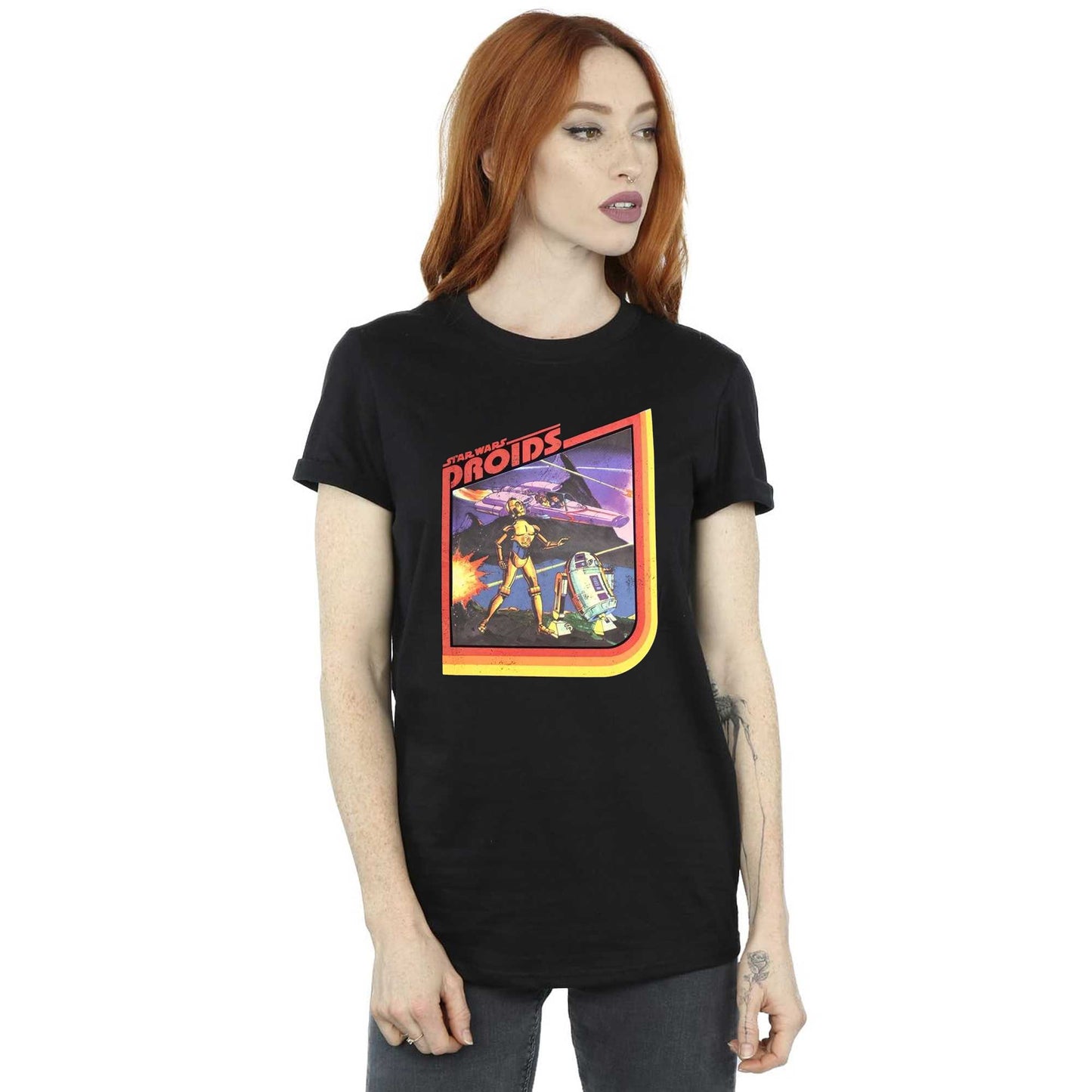 Black - Side - Star Wars Unisex Adult Droids T-Shirt
