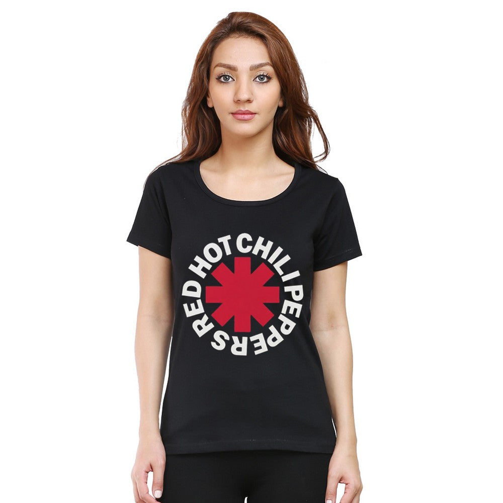 Black - Back - Red Hot Chilli Peppers Womens-Ladies Classic Asterisk T-Shirt