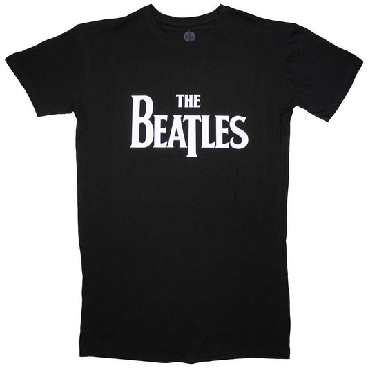 Black - Front - The Beatles Womens-Ladies Drop T Logo T-Shirt