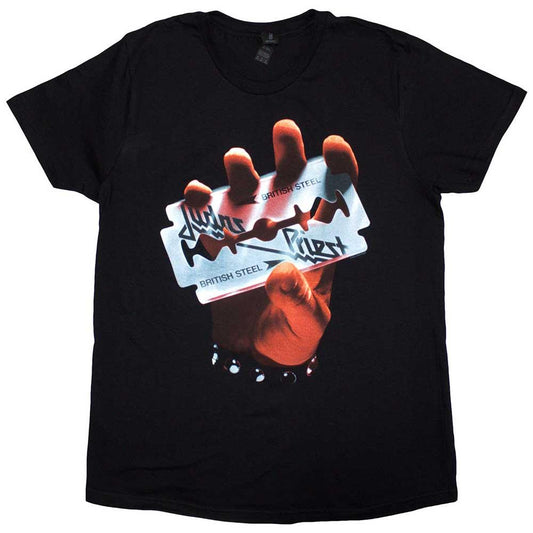 Black - Front - Judas Priest Womens-Ladies British Steel T-Shirt