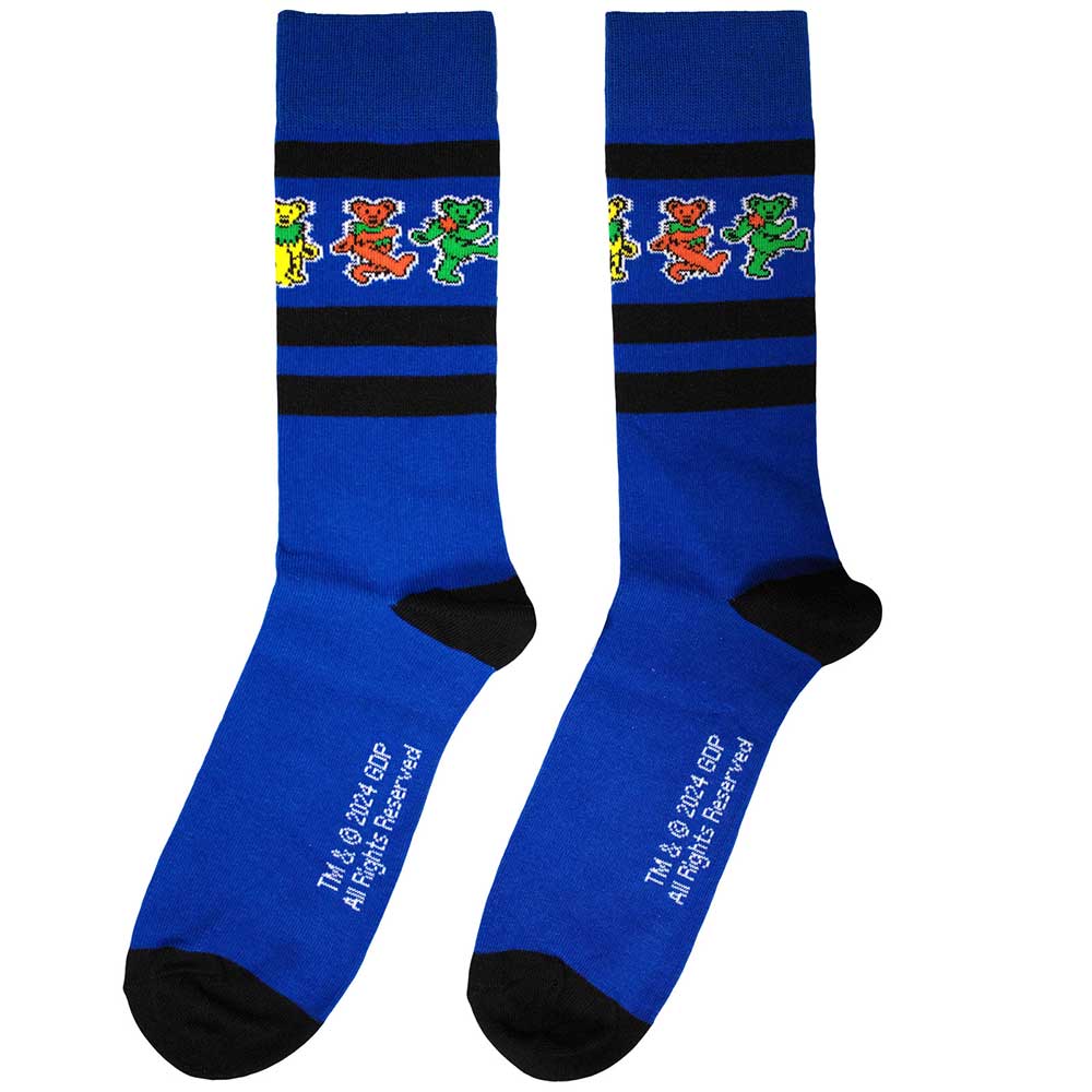 Blue - Back - Grateful Dead Unisex Adult Dancing Bear Strip Socks