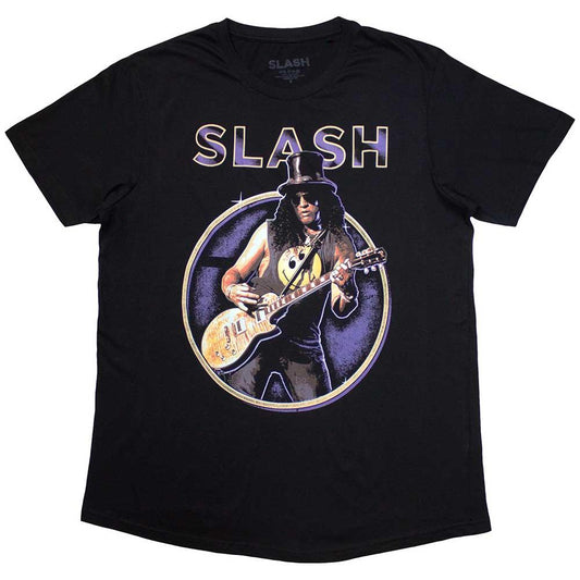 Black - Front - Slash Unisex Adult Purple Circle T-Shirt