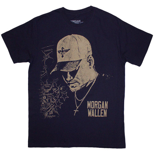 Blue - Front - Morgan Wallen Unisex Adult Cap T-Shirt