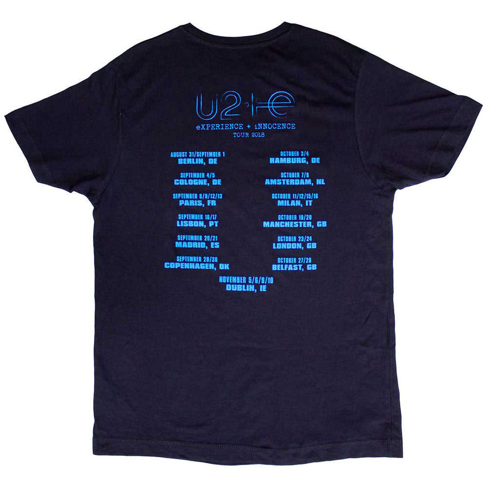 Navy Blue - Back - U2 Unisex Adult Logo E+I 2018 Tour Dates Back Print T-Shirt