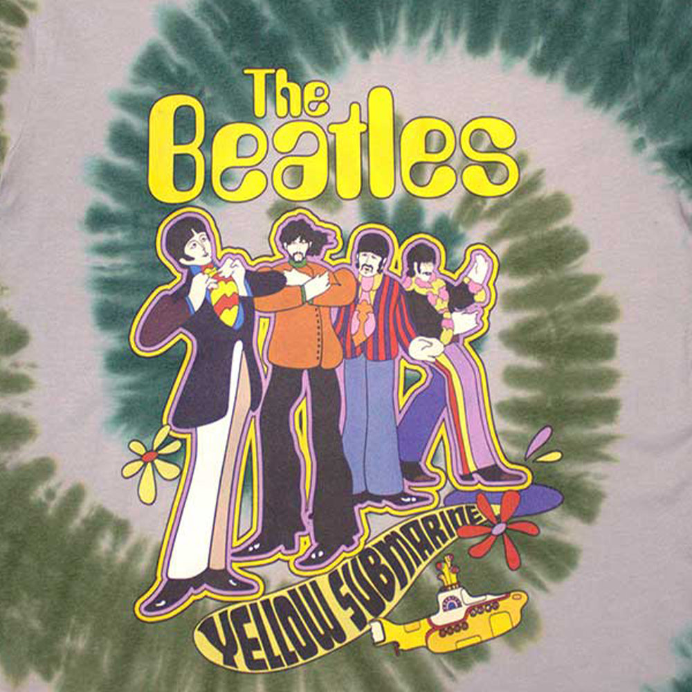Grey-Green - Lifestyle - The Beatles Unisex Adult Yellow Submarine Band In Line Washed T-Shirt