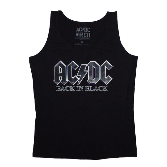 Black - Front - AC-DC Womens-Ladies Back In Black Vest Top
