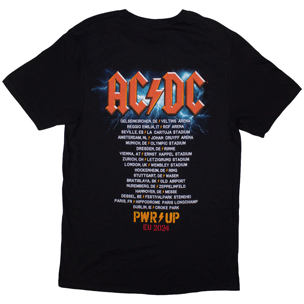 Black - Back - AC-DC Unisex Adult PWR-UP EU Tour ´24 Guitar Back Print T-Shirt