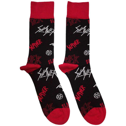 Black-Red-White - Front - Slayer Unisex Adult Logo Socks