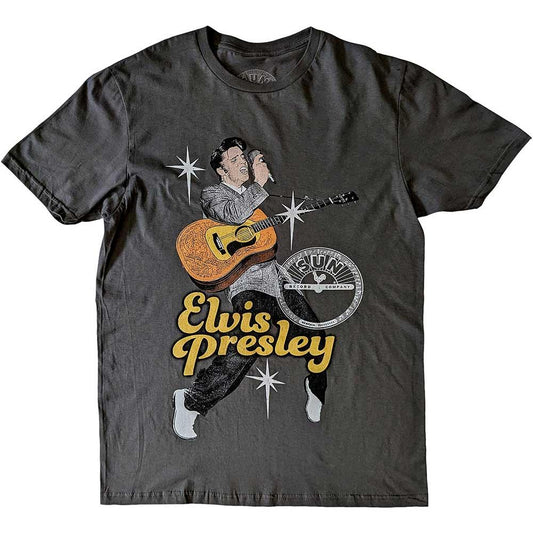 Charcoal Grey - Front - Elvis Presley Unisex Adult Toes Sun Records T-Shirt
