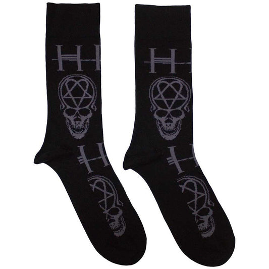 Black - Front - Him Unisex Adult Heartagram Skull Ankle Socks
