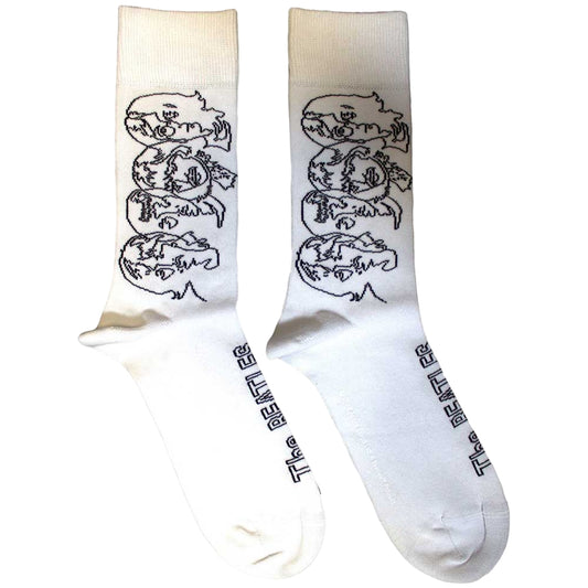 White - Front - The Beatles Unisex Adult Album Faces Outlines Socks
