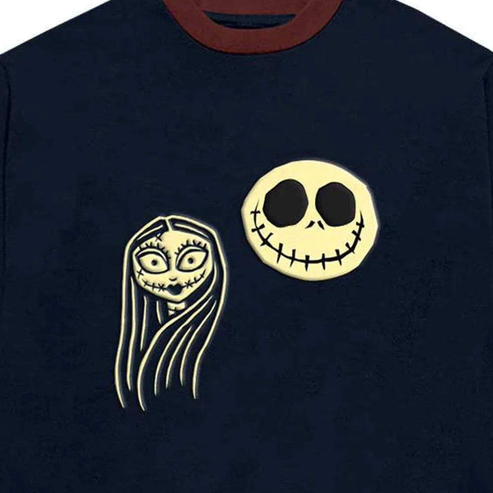 Navy Blue - Back - The Nightmare Before Christmas Unisex Adult Faces Long-Sleeved T-Shirt