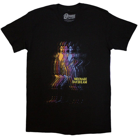 Black - Front - David Bowie Unisex Adult Moonage Multi Davids T-Shirt