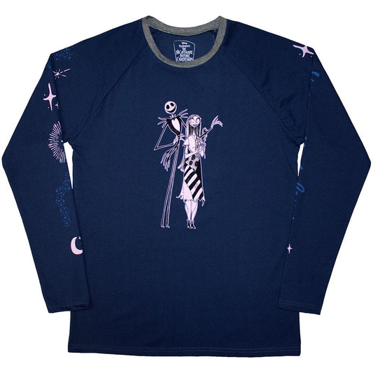 Navy Blue - Front - The Nightmare Before Christmas Unisex Adult Celestial Embellished Long-Sleeved T-Shirt