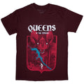 Maroon Red - Front - Queens Of The Stone Age Unisex Adult Bat T-Shirt