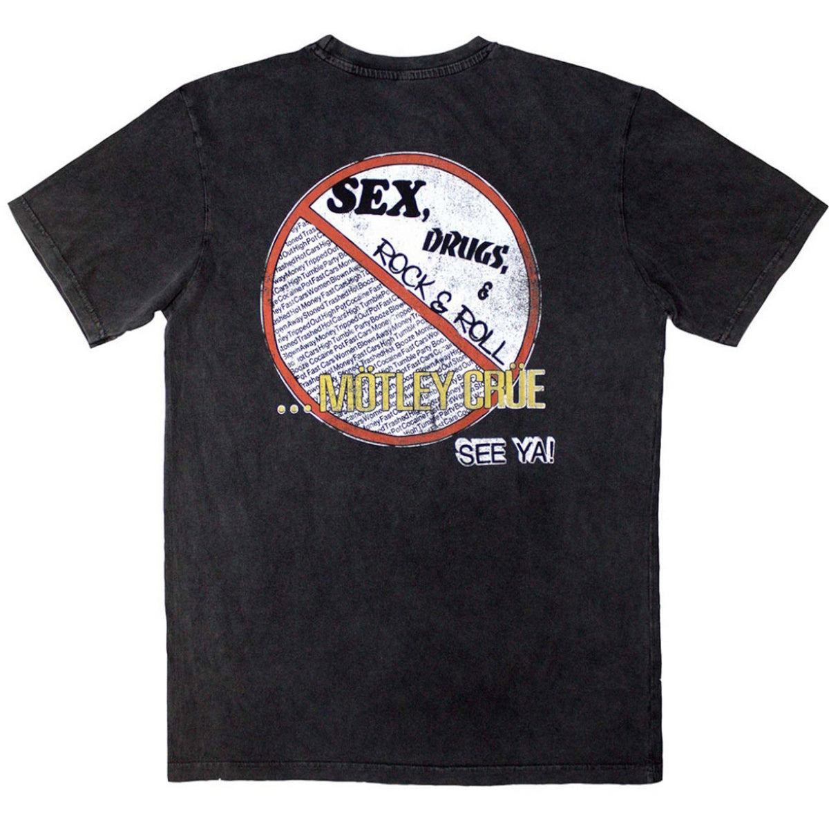 Charcoal Grey - Back - Motley Crue Unisex Adult No Fun Tour 1984 Back Print Stone Wash T-Shirt