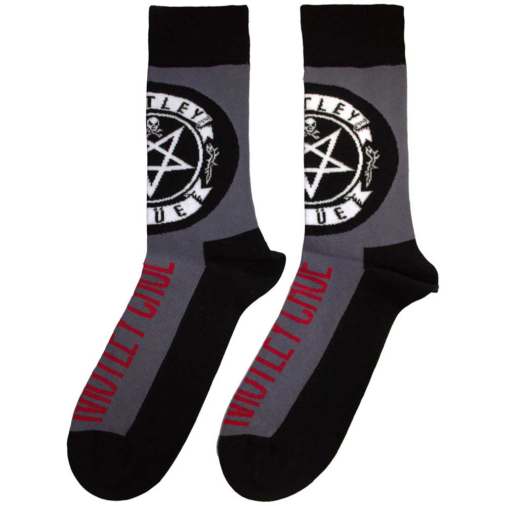Charcoal Grey - Back - Motley Crue Unisex Adult Pentagram Circle Socks