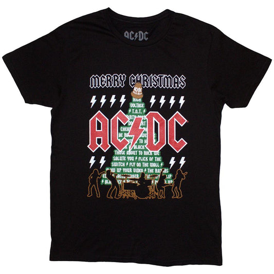 Black - Front - AC-DC Unisex Adult Merry Christmas T-Shirt