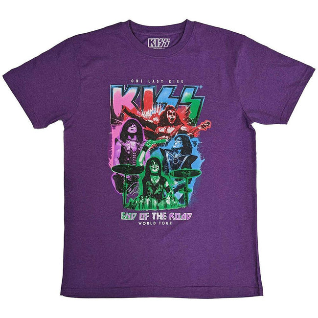 Purple - Back - Kiss Unisex Adult End Of The Road Colour Pop Back Print T-Shirt