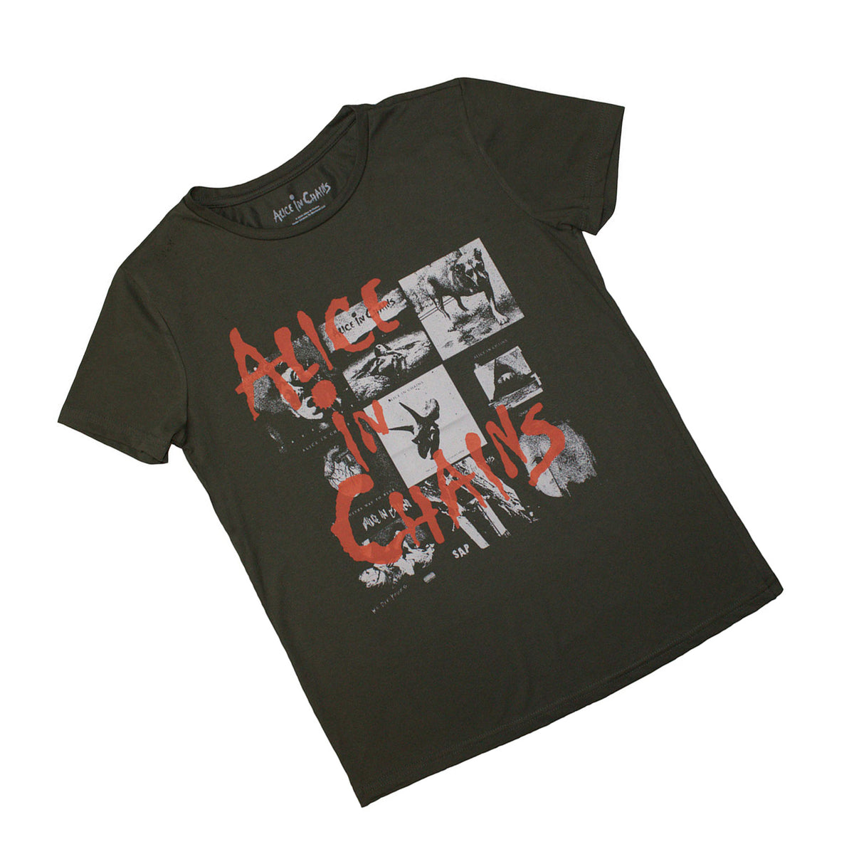 Green - Back - Alice In Chains Womens-Ladies Albums Montage T-Shirt