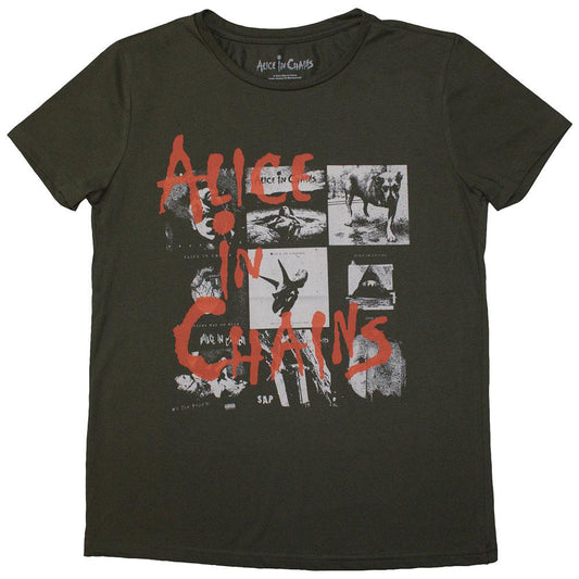 Green - Front - Alice In Chains Womens-Ladies Albums Montage T-Shirt