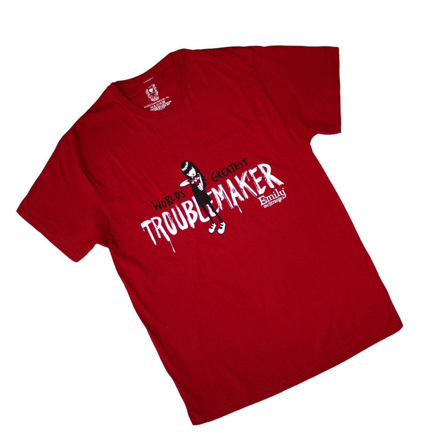 Red - Back - Emily The Strange Unisex Adult Troublemaker T-Shirt