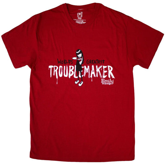 Red - Front - Emily The Strange Unisex Adult Troublemaker T-Shirt