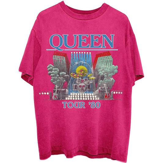 Pink - Front - Queen Unisex Adult Tour ´80 T-Shirt